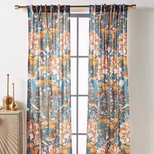 Two Anthropologie Mahina Curtains Drapes Green - 84” x 50” 2 panels